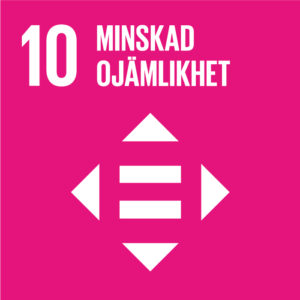 En ikon som visar FNs globala hållbarhetsmål nummer 10: minskad ojämklihet.