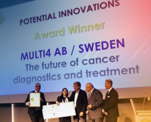Entreprenören Miden Melle-Hannah som grundat företaget Mutli4 tar emot innovationspriset Quality Innovation Award 2020.