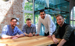 På bilden syns Virkesbörsens team: Per Hedberg, Fredrik Stockman, Adam Aljaraidah och Tim Davis.